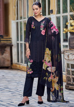 Load image into Gallery viewer, Black Muslin Pakistani Suit
