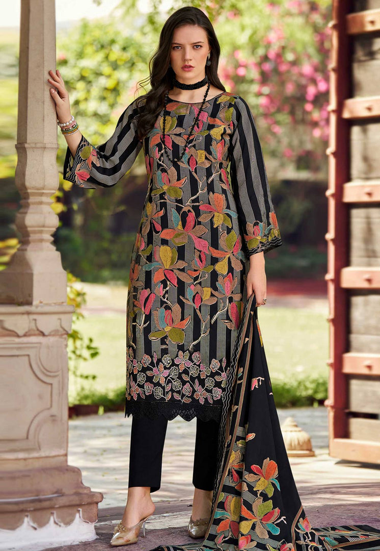 Black Muslin Pakistani Suit