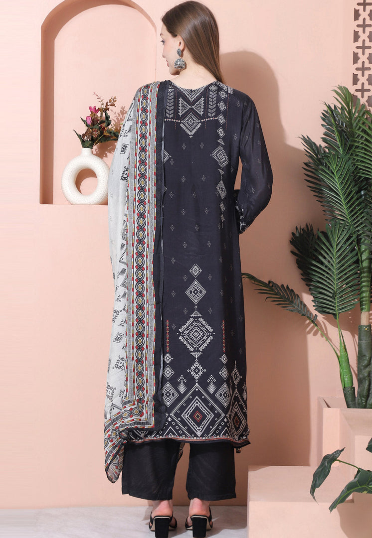 Black Muslin Pant Style Suit
