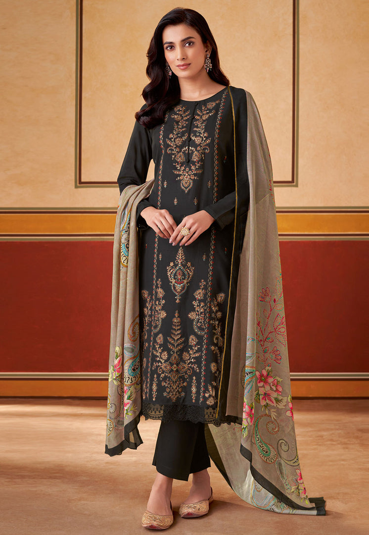 Black Muslin Pant Style Suit