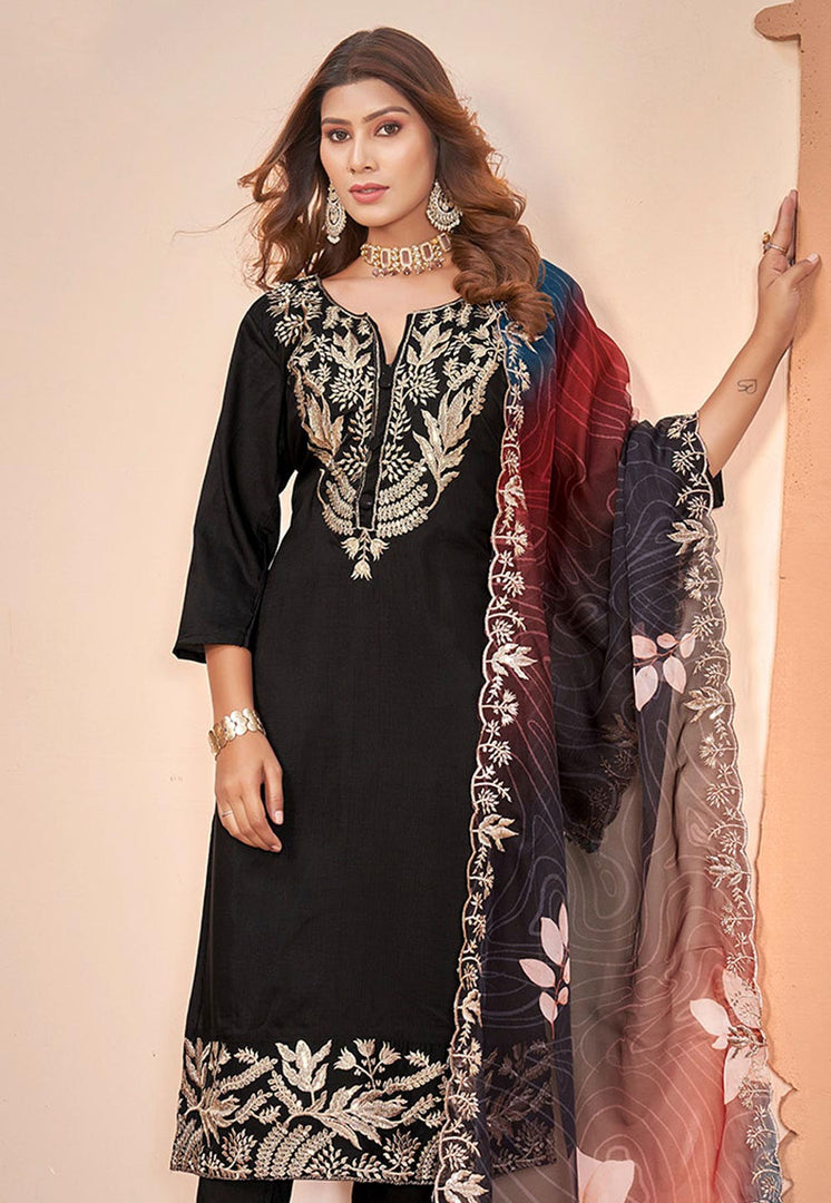 Black Muslin Pant Style Suit