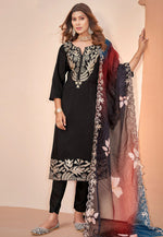 Load image into Gallery viewer, Black Muslin Pant Style Suit
