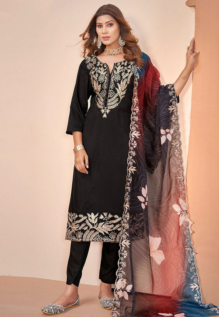 Black Muslin Pant Style Suit
