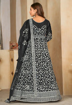 Load image into Gallery viewer, Black Net Embroidered Anarkali Suit
