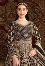 Load image into Gallery viewer, Black Net Embroidered Long Anarkali Suit
