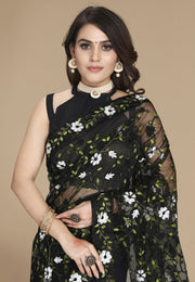 Black Net Saree With Blouse