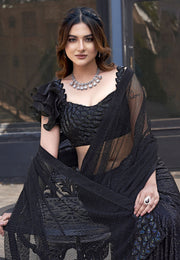 Black Net Sequence Saree