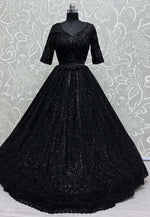 Load image into Gallery viewer, Black Net Wedding Lehenga Choli

