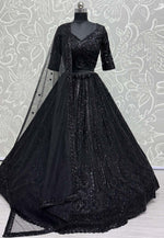 Load image into Gallery viewer, Black Net Wedding Lehenga Choli
