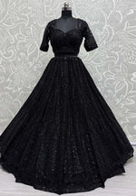 Load image into Gallery viewer, Black Net Wedding Lehenga Choli

