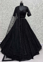 Load image into Gallery viewer, Black Net Wedding Lehenga Choli
