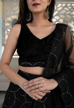 Load image into Gallery viewer, Black Organza A Line Lehenga Choli

