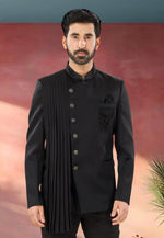 Load image into Gallery viewer, Black Polyester Jodhpuri Suit
