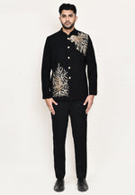 Load image into Gallery viewer, Black Polyester Jodhpuri Suit
