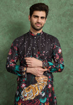Load image into Gallery viewer, Black Rayon Kurta Pajama
