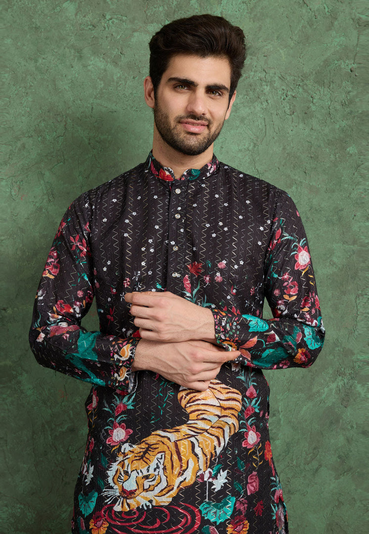 Black Rayon Kurta Pajama