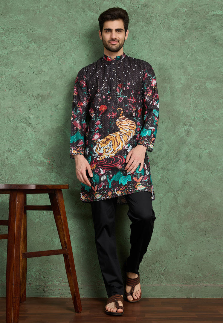 Black Rayon Kurta Pajama