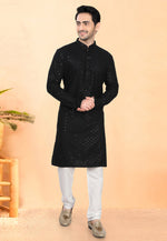 Load image into Gallery viewer, Black Rayon Kurta Pajama

