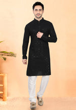 Load image into Gallery viewer, Black Rayon Kurta Pajama
