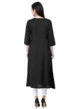 Load image into Gallery viewer, Black Rayon Kurta Set With Legging
