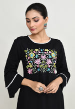 Load image into Gallery viewer, Black Rayon Kurta Set With Palazzo
