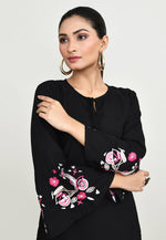 Load image into Gallery viewer, Black Rayon Kurta Set With Palazzo
