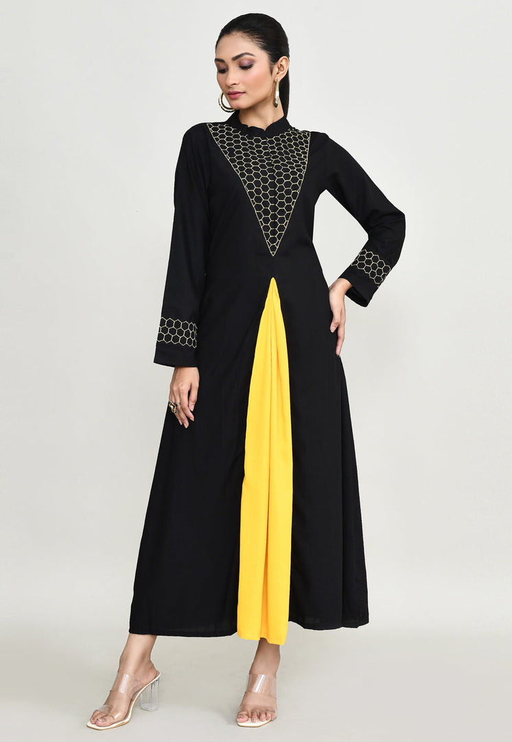 Black Rayon Kurta Set With Palazzo