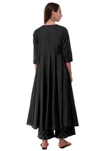 Load image into Gallery viewer, Black Rayon Kurta Set With Palazzo
