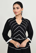 Load image into Gallery viewer, Black Rayon Kurta Set With Pant
