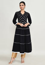 Load image into Gallery viewer, Black Rayon Kurta Set With Pant
