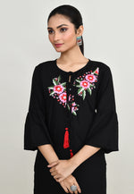 Load image into Gallery viewer, Black Rayon Kurta Set With Pant
