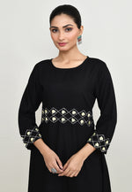 Load image into Gallery viewer, Black Rayon Kurta Set With Pant
