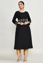Load image into Gallery viewer, Black Rayon Kurta Set With Pant
