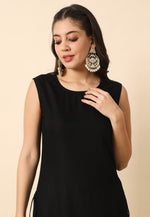 Load image into Gallery viewer, Black Rayon Long Kurti
