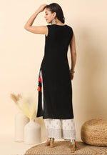 Load image into Gallery viewer, Black Rayon Long Kurti
