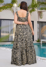 Load image into Gallery viewer, Black Rayon Printed Gown

