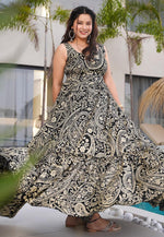 Load image into Gallery viewer, Black Rayon Printed Gown
