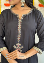 Load image into Gallery viewer, Black Rayon Readymade Pakistani Suit
