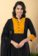 Load image into Gallery viewer, Black Rayon Readymade Pakistani Suit
