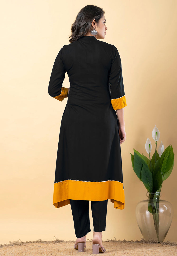 Black Rayon Readymade Pakistani Suit