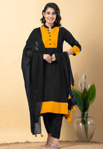 Load image into Gallery viewer, Black Rayon Readymade Pakistani Suit
