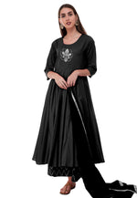 Load image into Gallery viewer, Black Rayon Readymade Palazzo Suit
