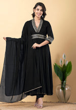 Load image into Gallery viewer, Black Rayon Readymade Pant Style Suit
