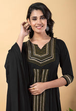 Load image into Gallery viewer, Black Rayon Readymade Pant Style Suit

