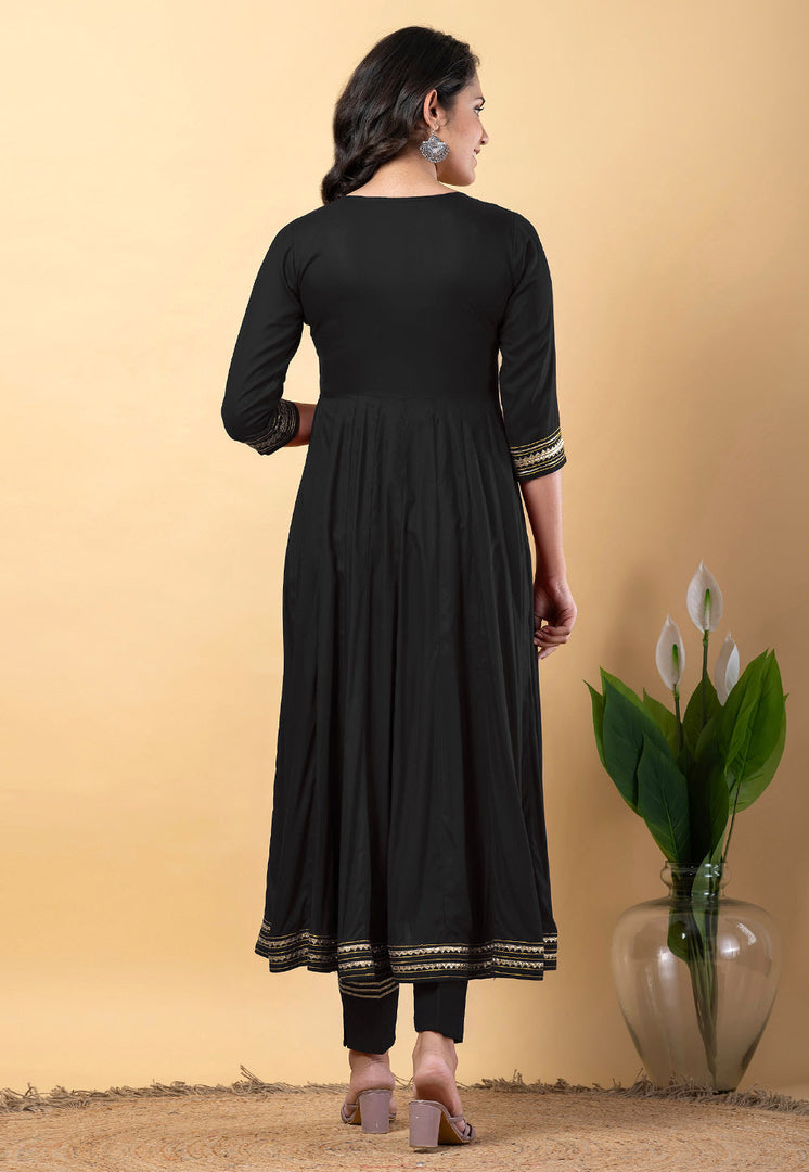 Black Rayon Readymade Pant Style Suit