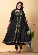 Load image into Gallery viewer, Black Rayon Readymade Pant Style Suit
