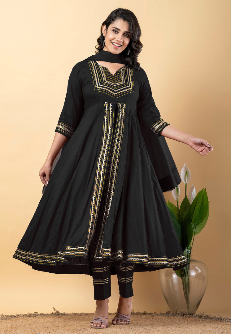 Black Rayon Readymade Pant Style Suit
