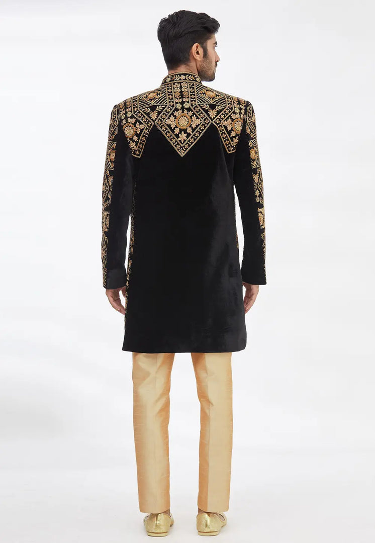Black Rayon Sherwani