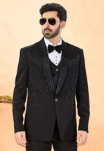 Load image into Gallery viewer, Black Rayon Tuxedos Suit
