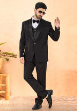 Load image into Gallery viewer, Black Rayon Tuxedos Suit
